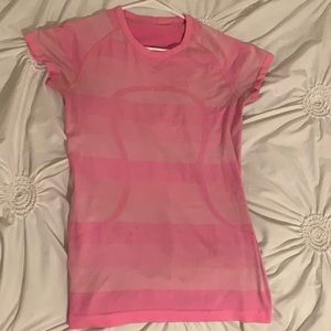 Pink Lululemon swiftly tech short sleeve shirt